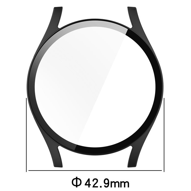 For Samsung Galaxy Watch7 40mm PC Watch Case with Tempered Glass Screen Film - Black