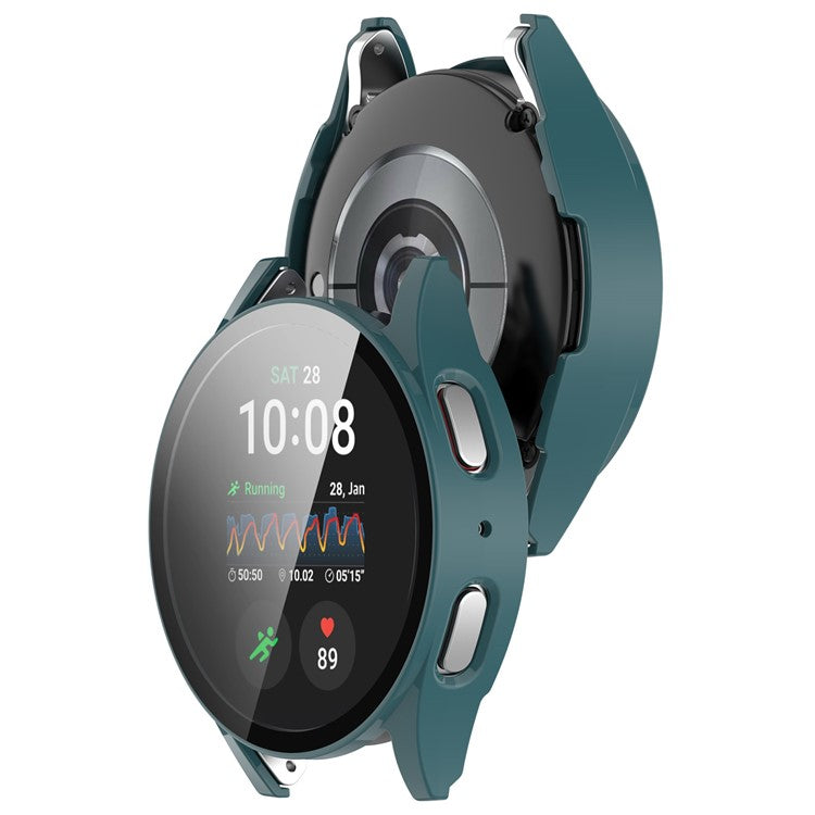 For Samsung Galaxy Watch7 40mm PC Watch Case with Tempered Glass Screen Film - Pine Needle Green
