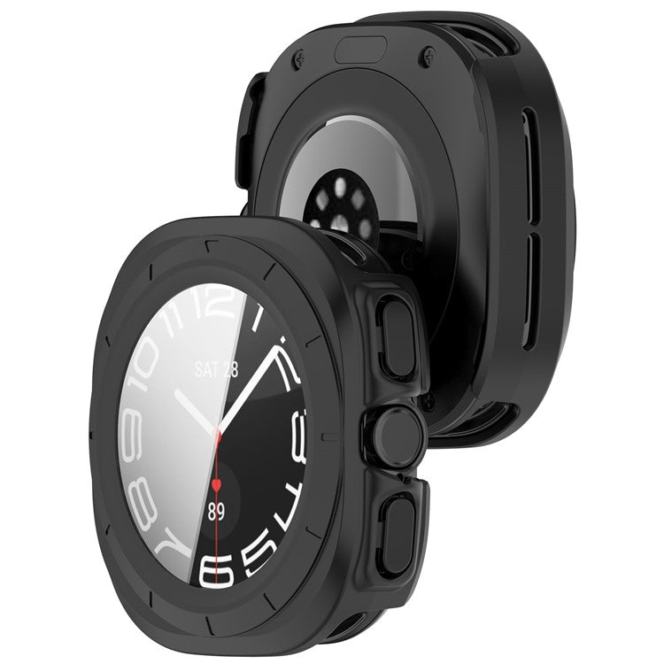 For Samsung Galaxy Watch Ultra 47mm Watch Case Tempered Glass Screen Protector Hard PC Cover - Matte Black