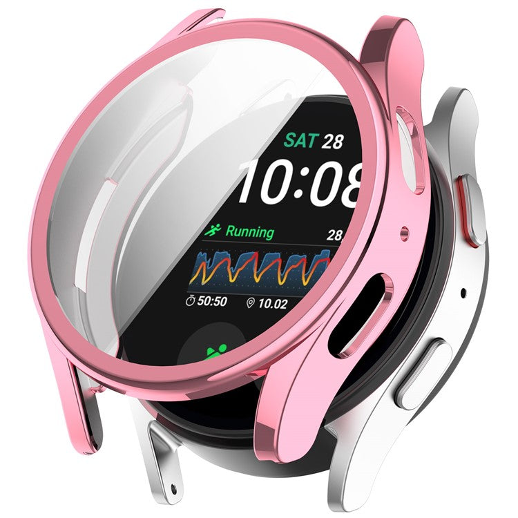 For Samsung Galaxy Watch7 44mm Electroplating TPU Watch Case TPU Full Coverage - Pink