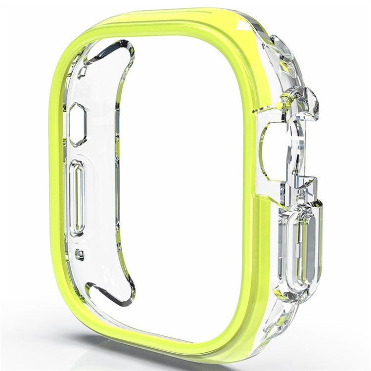 For Apple Watch Ultra / Ultra 2 49mm Hollow-Out PC+TPU Protection Cover Watch Frame Case - Yellow