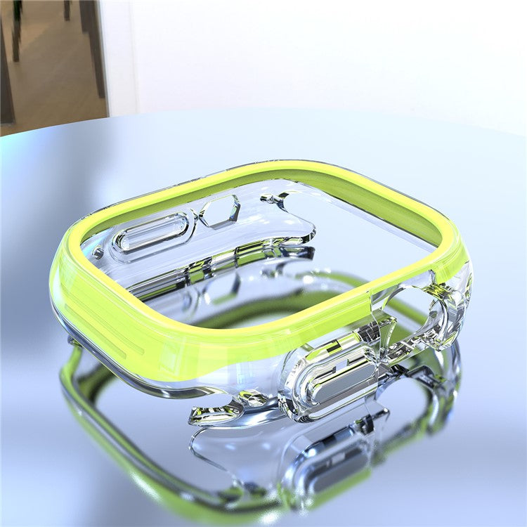 For Apple Watch Ultra / Ultra 2 49mm Hollow-Out PC+TPU Protection Cover Watch Frame Case - Yellow