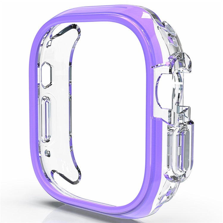 For Apple Watch Ultra / Ultra 2 49mm Hollow-Out PC+TPU Protection Cover Watch Frame Case - Purple