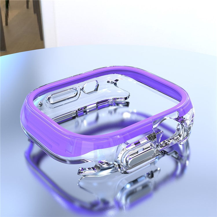 For Apple Watch Ultra / Ultra 2 49mm Hollow-Out PC+TPU Protection Cover Watch Frame Case - Purple