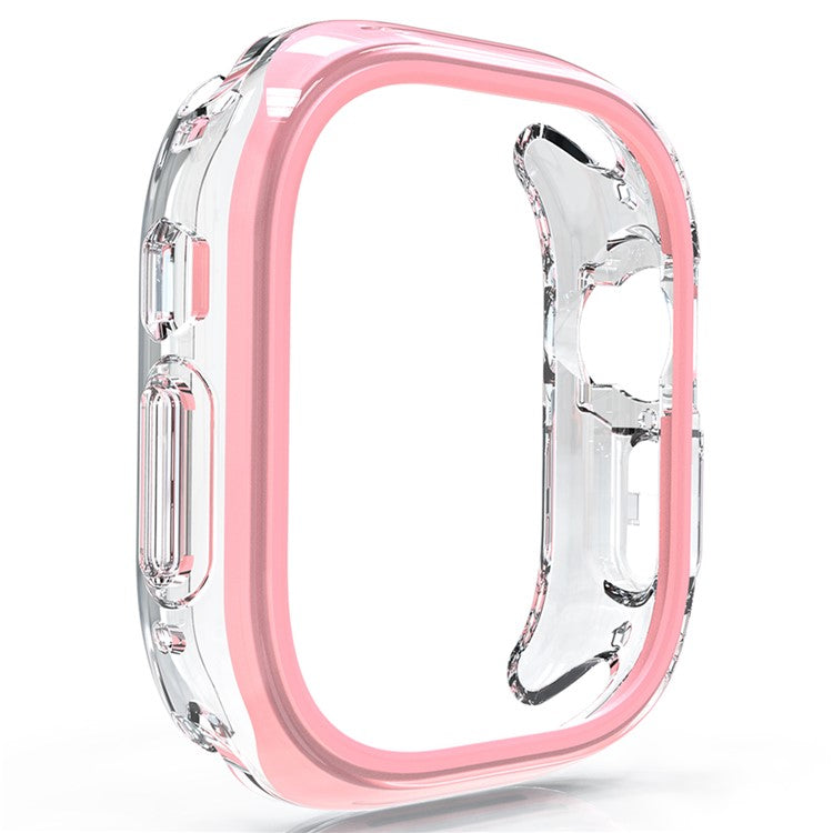 For Apple Watch Series 7 / 8 / 9 45mm Hollow-Out PC+TPU Protection Cover Watch Frame Case - Pink