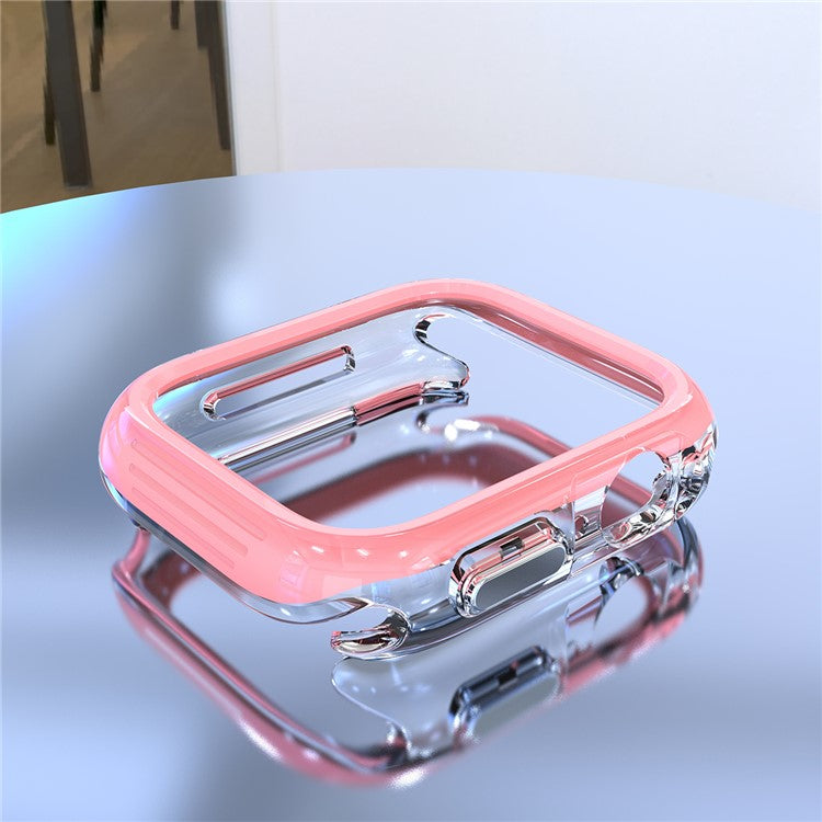 For Apple Watch Series 7 / 8 / 9 45mm Hollow-Out PC+TPU Protection Cover Watch Frame Case - Pink