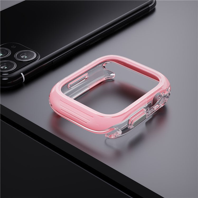 For Apple Watch Series 7 / 8 / 9 45mm Hollow-Out PC+TPU Protection Cover Watch Frame Case - Pink