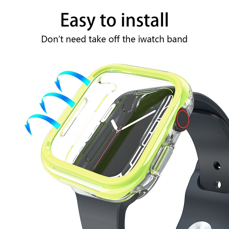 For Apple Watch Series 7 / 8 / 9 45mm Hollow-Out PC+TPU Protection Cover Watch Frame Case - Yellow