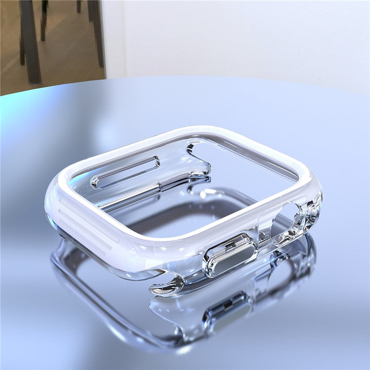 For Apple Watch 7 / 8 / 9 41mm Hollow-Out PC+TPU Protection Cover Watch Frame Case - White