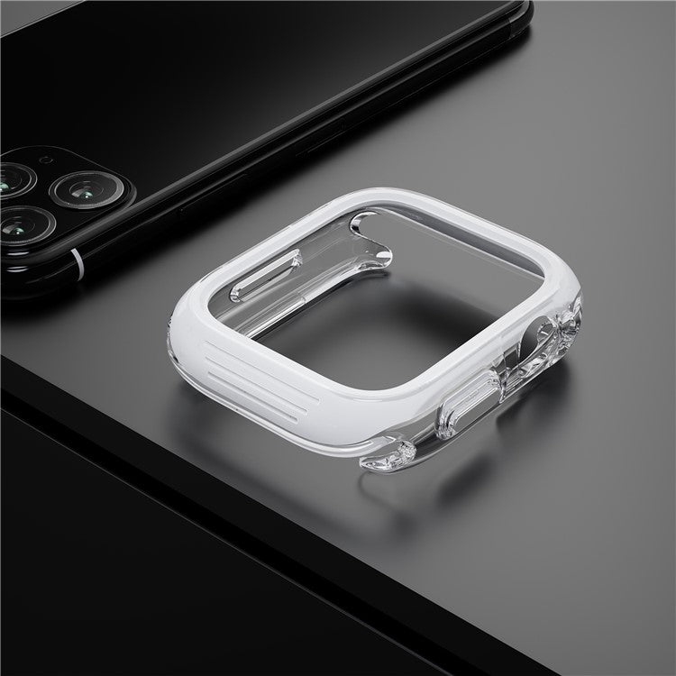 For Apple Watch 7 / 8 / 9 41mm Hollow-Out PC+TPU Protection Cover Watch Frame Case - White