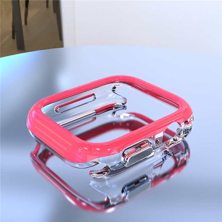 For Apple Watch 7 / 8 / 9 41mm Hollow-Out PC+TPU Protection Cover Watch Frame Case - Rose