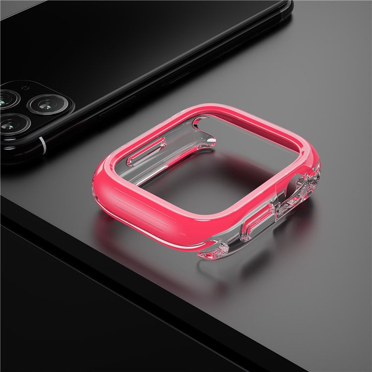 For Apple Watch 7 / 8 / 9 41mm Hollow-Out PC+TPU Protection Cover Watch Frame Case - Rose