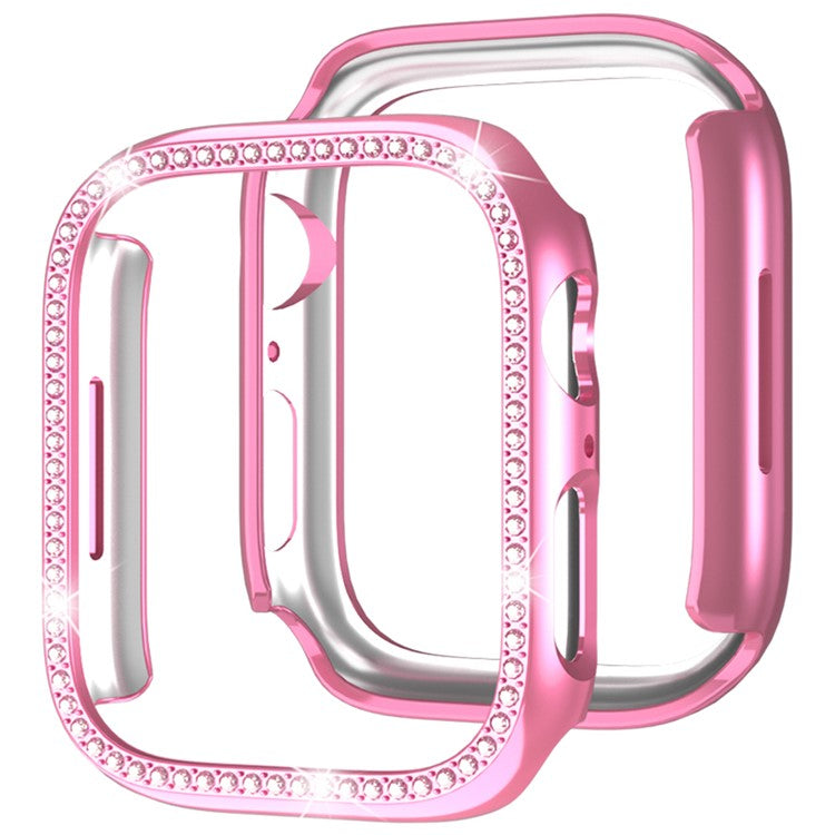For Apple Watch Series 4 / 5 / 6 / SE / SE (2022) 40mm Rhinestone Decor Hollow Out Electroplating PC Watch Case - Pink