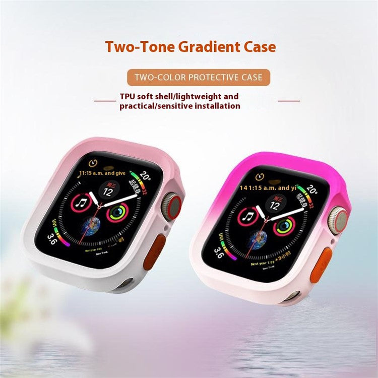 For Apple Watch Series 4 / 5 / 6 / SE / SE (2022) 44mm / 7 / 8 / 9 45mm Dual Color TPU Watch Case - Rose