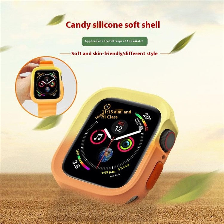 For Apple Watch Series 4 / 5 / 6 / SE / SE (2022) 44mm / 7 / 8 / 9 45mm Dual Color TPU Watch Case - Rose