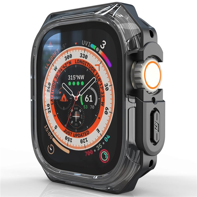 For Apple Watch Series 7 / 8 / 9 41mm Watch Frame Case PC+TPU Smartwatch Edge Protector - Transparent Black