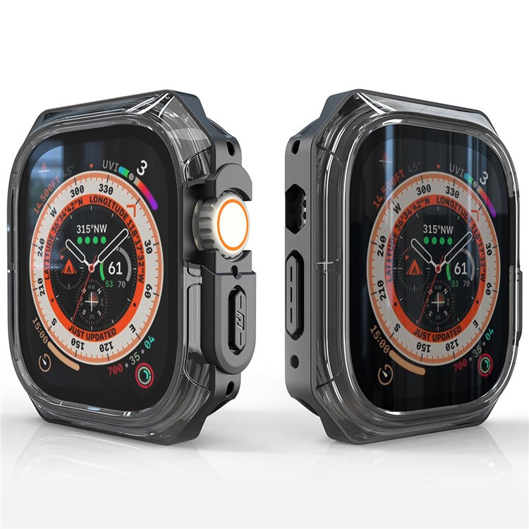 For Apple Watch Series 7 / 8 / 9 41mm Watch Frame Case PC+TPU Smartwatch Edge Protector - Transparent Black