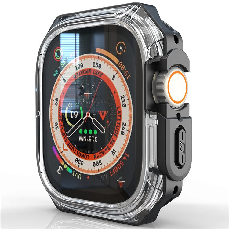 For Apple Watch Ultra 49mm / Ultra 2 49mm Watch Frame Case PC+TPU Smartwatch Edge Protector - Black