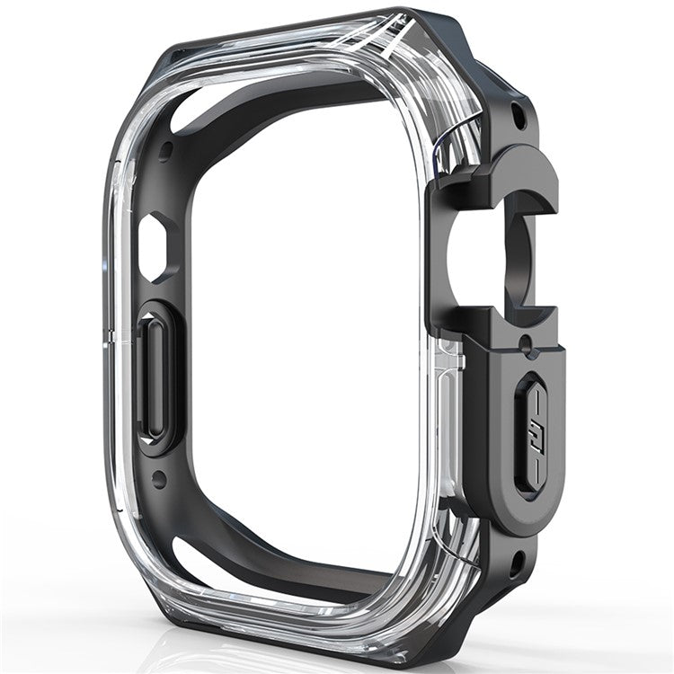 For Apple Watch Ultra 49mm / Ultra 2 49mm Watch Frame Case PC+TPU Smartwatch Edge Protector - Black