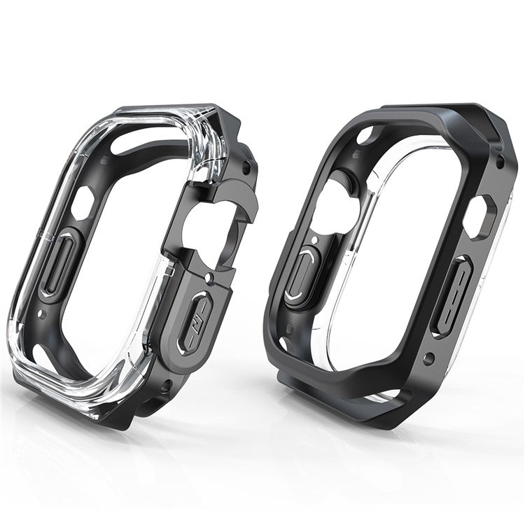 For Apple Watch Ultra 49mm / Ultra 2 49mm Watch Frame Case PC+TPU Smartwatch Edge Protector - Black