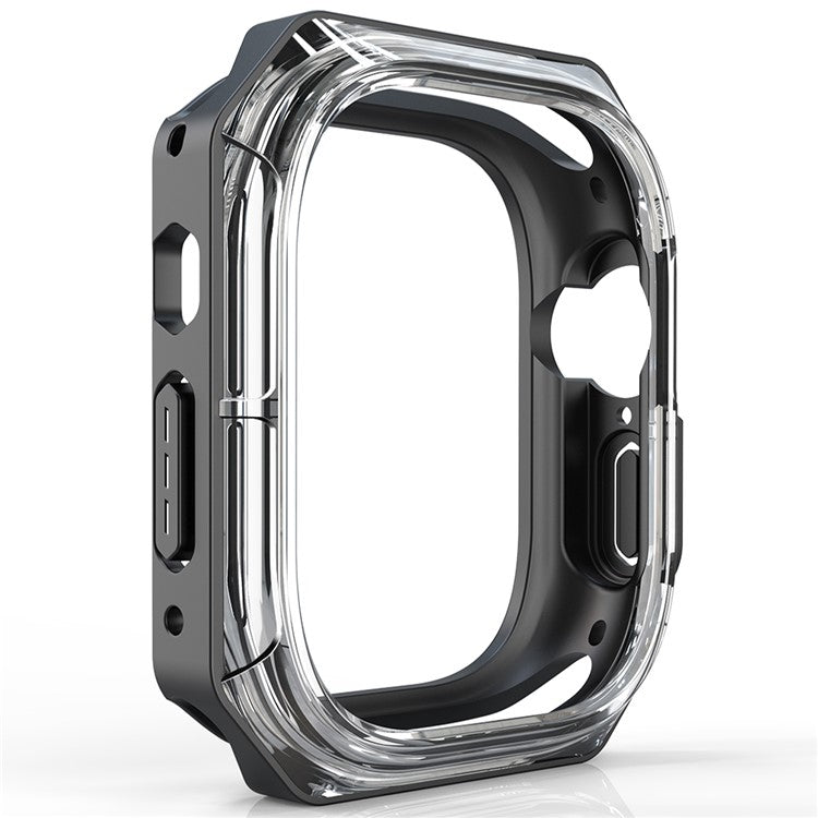 For Apple Watch Ultra 49mm / Ultra 2 49mm Watch Frame Case PC+TPU Smartwatch Edge Protector - Black