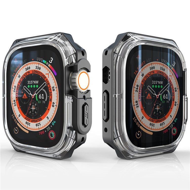 For Apple Watch Ultra 49mm / Ultra 2 49mm Watch Frame Case PC+TPU Smartwatch Edge Protector - Black