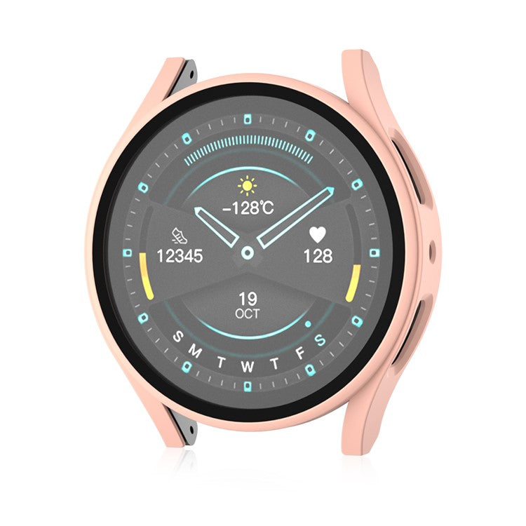For Samsung Galaxy Watch7 44mm Matte Case with Tempered Glass Screen Film Hard PC Watch Cover - Pink