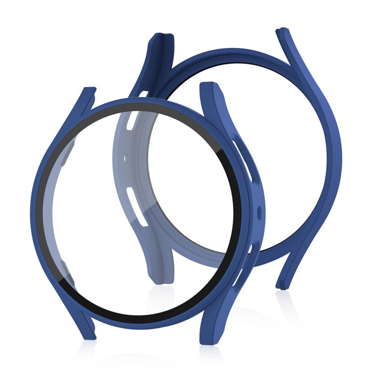 For Samsung Galaxy Watch7 44mm Matte Case with Tempered Glass Screen Film Hard PC Watch Cover - Blue