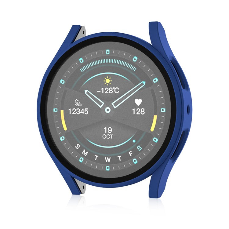 For Samsung Galaxy Watch7 44mm Matte Case with Tempered Glass Screen Film Hard PC Watch Cover - Blue