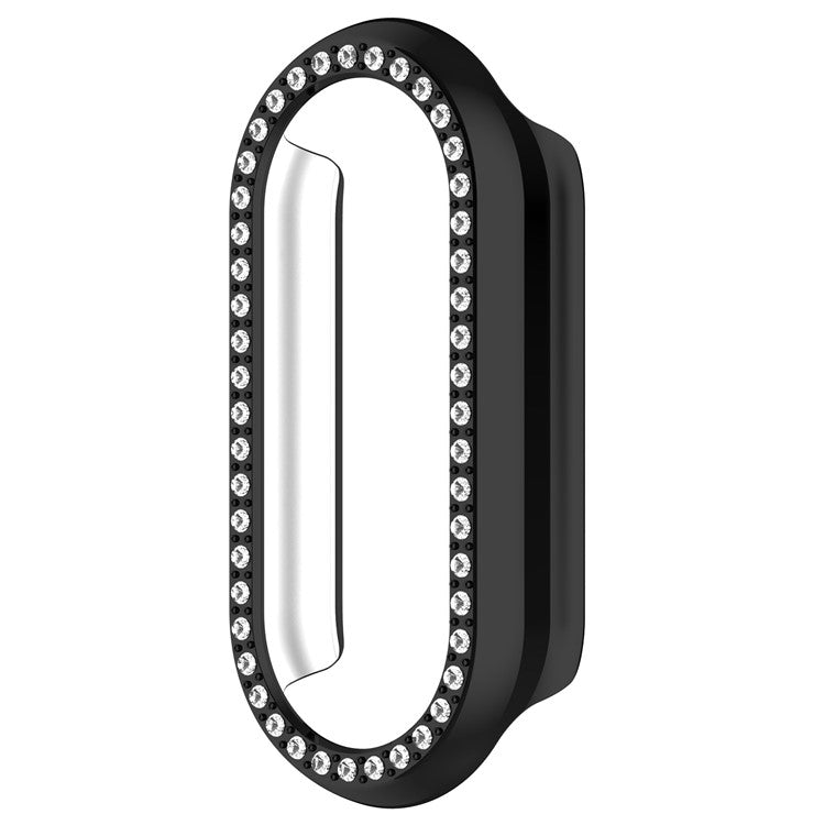 For Xiaomi Smart Band 9 / 9 NFC Rhinestone Decor Hollow-Out Cover PC Watch Frame Case - Black