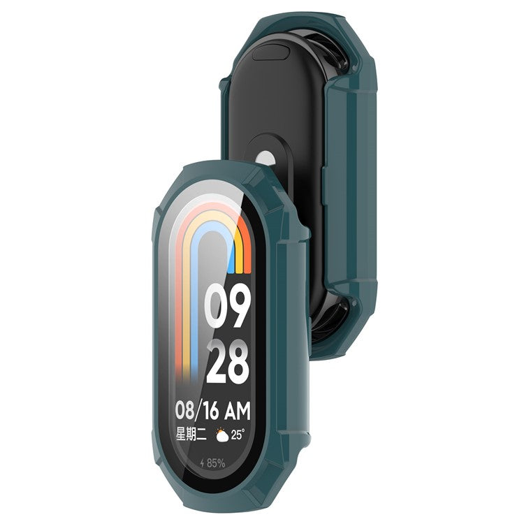 For Xiaomi Smart Band 9 NFC / Smart Band 9 Anti-Scratch Hard PC Watch Case with Tempered Glass Film - Green