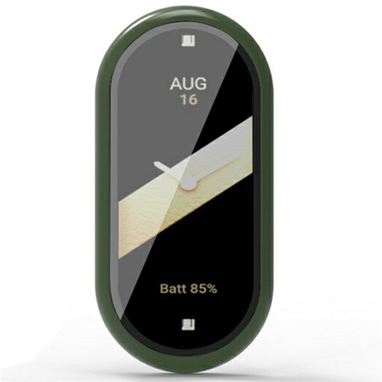 For Xiaomi Mi Band 9 Ceramic Edition Anti-Drop PC Watch Case with Built-in Tempered Glass Film - Army Green