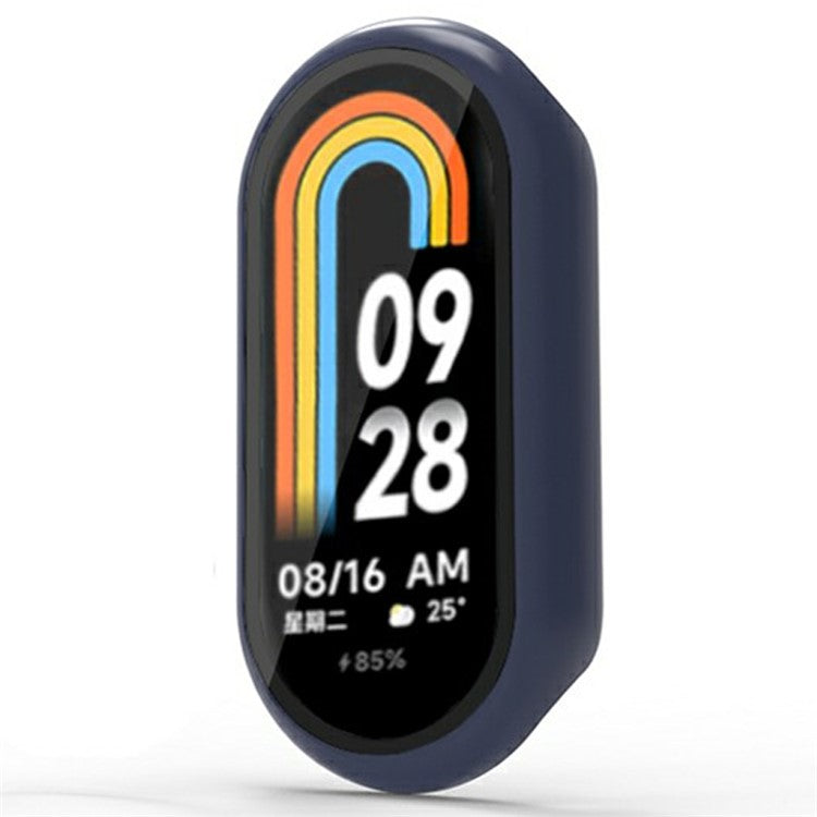 For Xiaomi Mi Band 9 Ceramic Edition Anti-Drop PC Watch Case with Built-in Tempered Glass Film - Midnight Blue