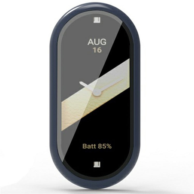 For Xiaomi Mi Band 9 Ceramic Edition Anti-Drop PC Watch Case with Built-in Tempered Glass Film - Midnight Blue
