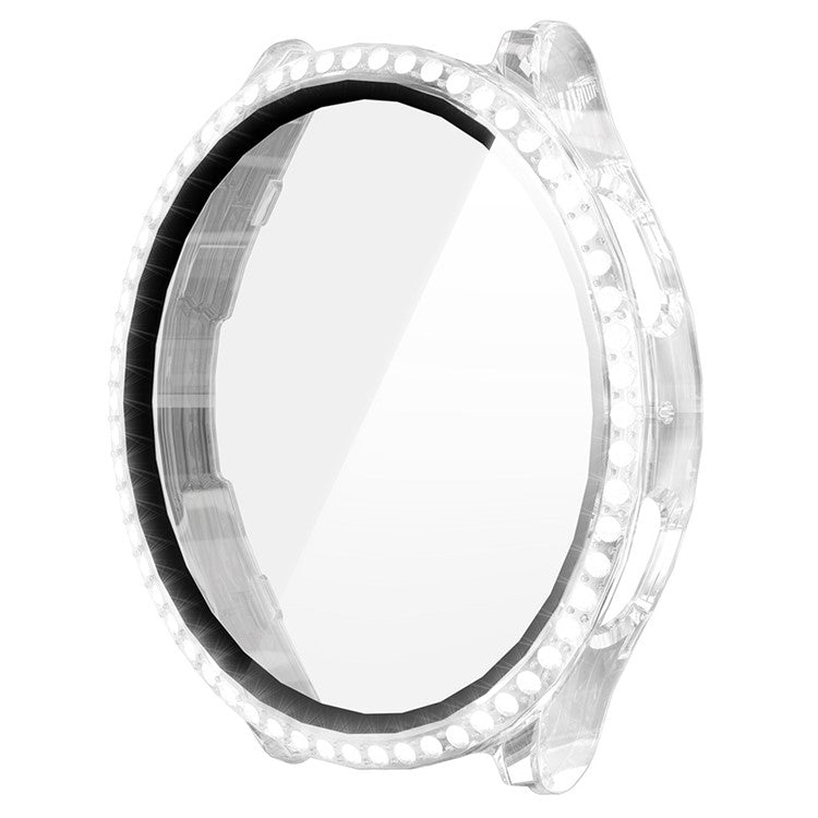 ENKAY HAT PRINCE For Samsung Galaxy Watch7 44mm PC Watch Case Rhinestone Decor with Screen Film - Transparent
