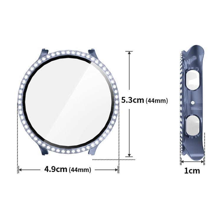 ENKAY HAT PRINCE For Samsung Galaxy Watch7 44mm PC Watch Case Rhinestone Decor with Screen Film - Transparent