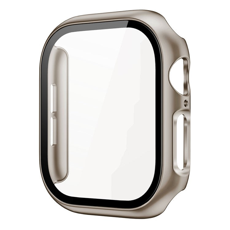 For Apple Watch Series 10 46mm Protective Case All-Around Hard PC Watch Cover with Tempered Glass Film - Titanium