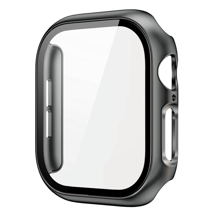 For Apple Watch Series 10 46mm Protective Case All-Around Hard PC Watch Cover with Tempered Glass Film - Original Black