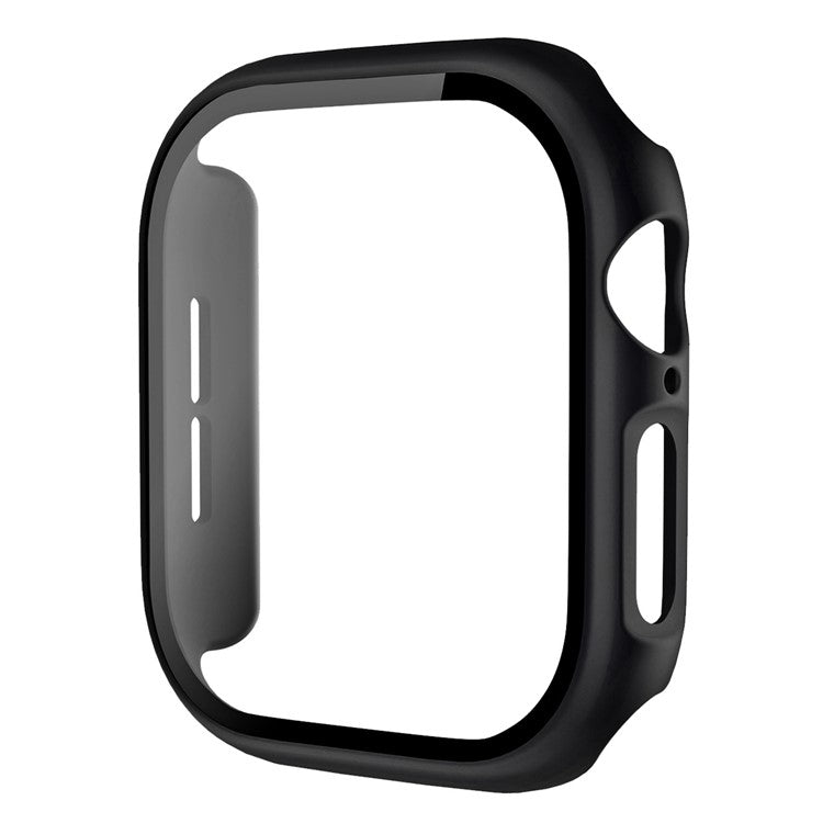 For Apple Watch Series 10 42mm Protective Case All-Around Hard PC Watch Cover with Tempered Glass Film - Black