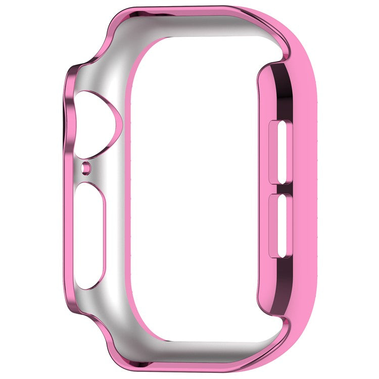 For Apple Watch Series 10 42mm Single Row Rhinestone Decor Hollow-Out Cover PC Watch Frame Case - Pink