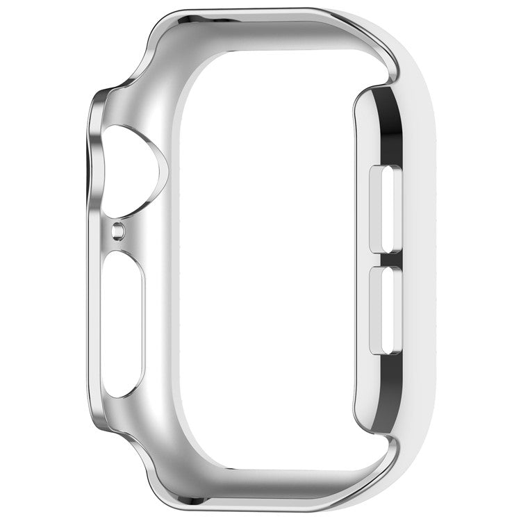 For Apple Watch Series 10 42mm Single Row Rhinestone Decor Hollow-Out Cover PC Watch Frame Case - Silver