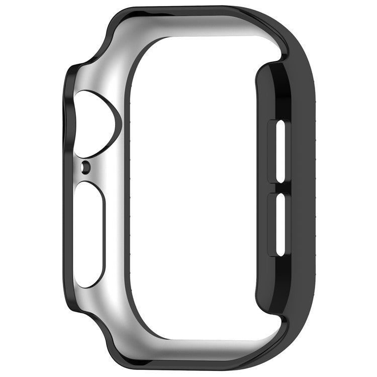 For Apple Watch Series 10 46mm Single Row Rhinestone Decor Hollow-Out Cover PC Watch Frame Case - Black
