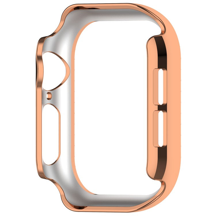 For Apple Watch Series 10 46mm Single Row Rhinestone Decor Hollow-Out Cover PC Watch Frame Case - Rose Gold