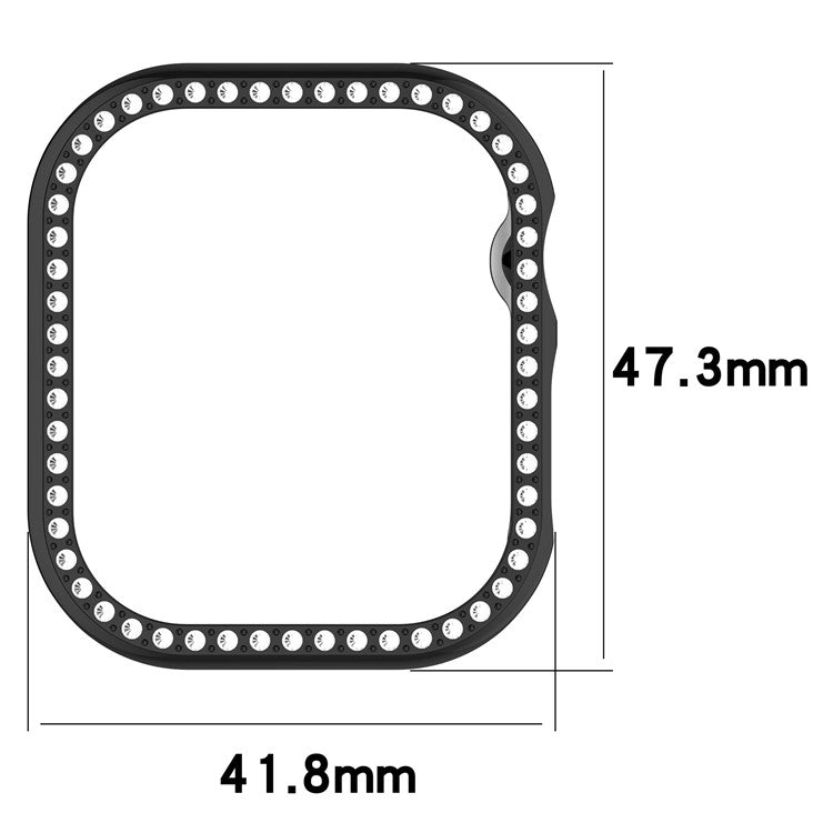 For Apple Watch Series 10 46mm Single Row Rhinestone Decor Hollow-Out Cover PC Watch Frame Case - Rose Gold