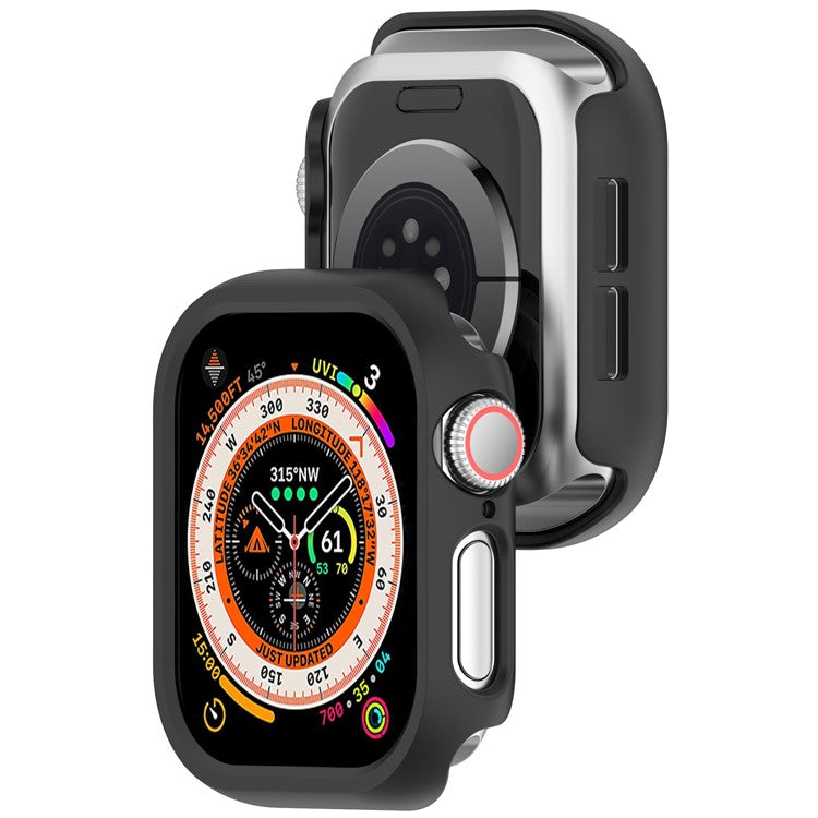 For Apple Watch Series 10 42mm Half Coverage Hollow-Out Protective Cover PC Watch Frame Case - Black