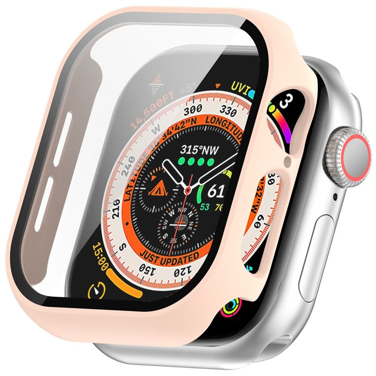 For Apple Watch Series 10 42mm Watch Case Hard PC Cover with Tempered Glass Screen Film - Pink