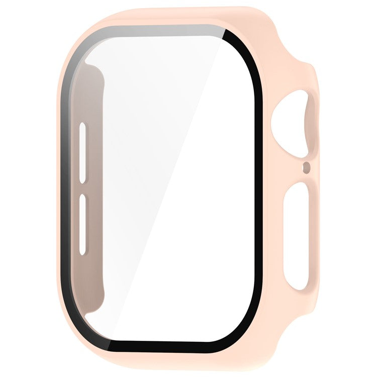 For Apple Watch Series 10 42mm Watch Case Hard PC Cover with Tempered Glass Screen Film - Pink