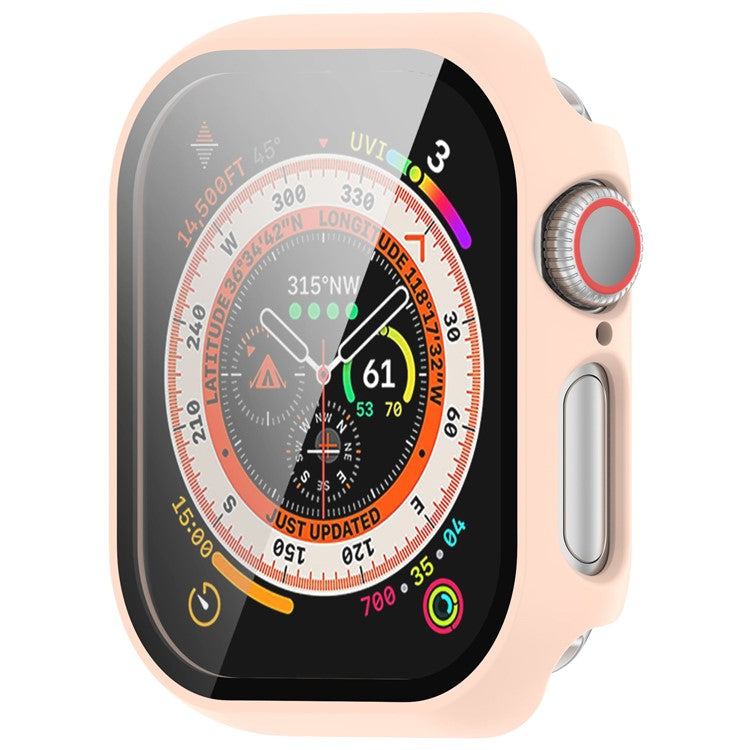 For Apple Watch Series 10 42mm Watch Case Hard PC Cover with Tempered Glass Screen Film - Pink