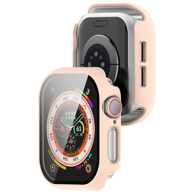 For Apple Watch Series 10 42mm Watch Case Hard PC Cover with Tempered Glass Screen Film - Pink