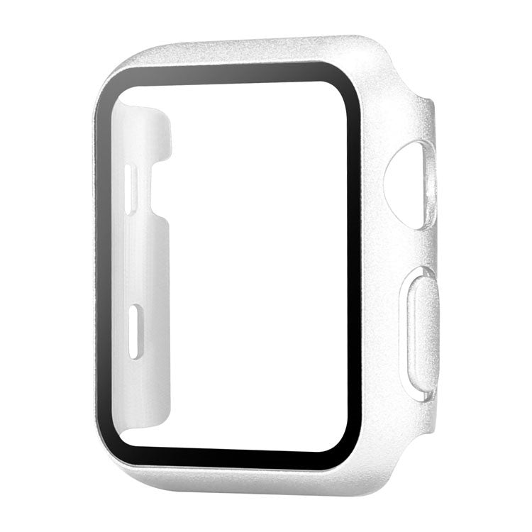 For Apple Watch Series 10 42mm Watch Case Protective Hard PC Cover with Tempered Glass Film - Silver
